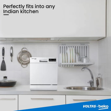 Voltas beko 8 Place Settings Table Top Dishwasher (2020/2021, DT8S, Silver, Inbuilt Heater)