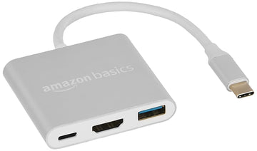 Amazon Basics 3 in 1 Type C USB Port Hub, Hd 4K Hdmi with Pd Charging, USB 3.0, Compact Extension Adapter, Aluminium Case (Grey)