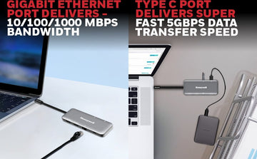 Honeywell 6-in-1 Type C Docking Station, Dual 4K HDMI Port, 1GB RJ45 Ethernet Port, 2xUSB 3.0 Port &3.0 Type C Port with PD 100W Compatible with All Type C Devices- Laptop, PC, Hard Drive