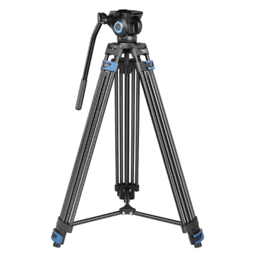 DIGITEK® (DPTR 605 VD) 183cm Heavy Duty Tripod with 2 Way Pan Head & Bubble Head, 6 Feet Max Height, 20kg Max Load, Rubberized Legs, Quick Release Head for Digital Video Cameras & GoPro Devices(Black&Blue)(Bag not Included)