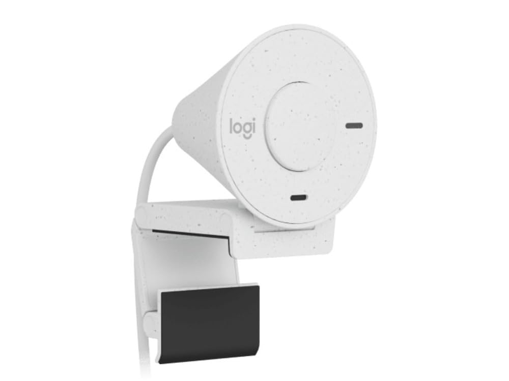 Logitech Brio 300 Full HD Webcam with Privacy Shutter, Noise Reduction Microphone, USB-C, Certified for Zoom, Microsoft Teams, Google Meet, Auto Light Correction - Off White