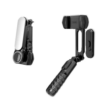 Q09 Mini Gimbal STABILIZER Extendable Selfie Stick Tripod, Anti-Shake 1-Axis Stabilizer with 360 Rotation Auto Balance, Wireless Remote &amp; LED Detachable Fill Light for Smartphone