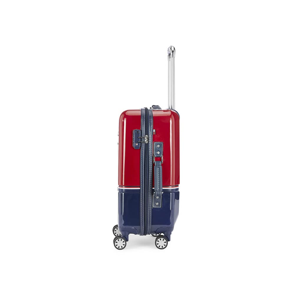Tommy Hilfiger Twins Plus Hard Plastic Luggage Trolley Bag for Travel - 57cms, Red & Navy Blue Small 8 Wheel Unisex Bag TSA Lock