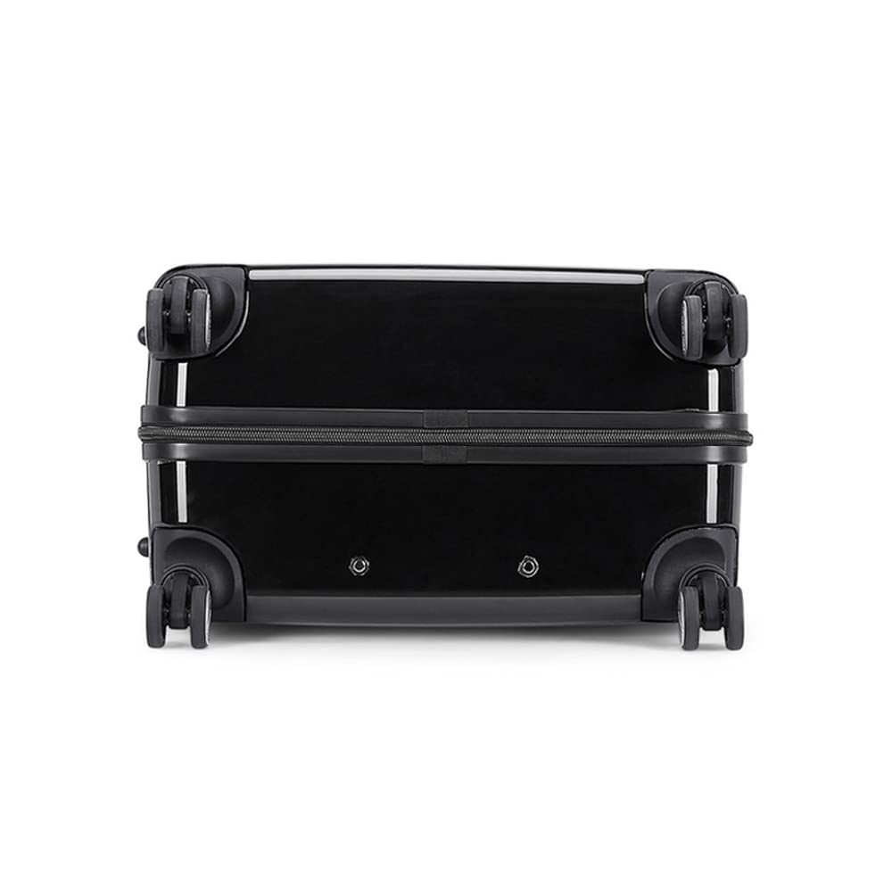 Tommy Hilfiger Triton Plus Hard Luggage Trolley Bag for Travel - 58 cms, Black & Grey 8 Wheel Small Unisex Bag