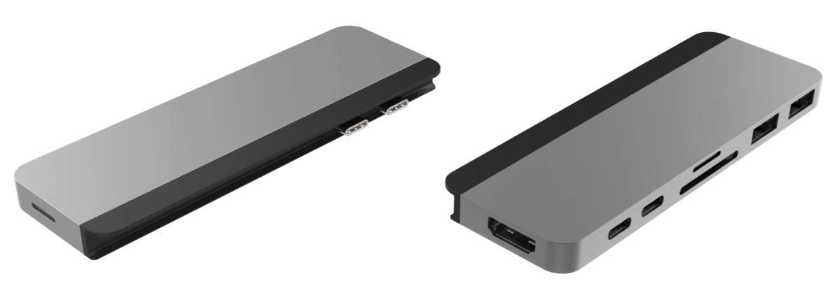 Hyper - New HyperDrive Duo 7-in-2 Hub - USB-C for MacBook Pro/Air - HDMI 4K60Hz HDR, USB-C 40Gbps 100W PD, USB-C 5Gbps 60W PD, MicroSD/SD 3.0 UHS-I 104MB/s, 2 x USB-A 5Gbps - Space Gray