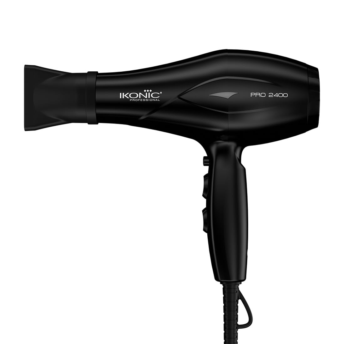 Ikonic Professional Pro 2500+ Advanced Hair Dryer 2500W-2800W, 23000 Rpm Ac Motor, Ionic Technology Anti-Frizz Blow Dryer For Smooth Shiny Hair, 3 Heat & 2 Speed Settings, Cool Shot Button, 2 Nozzles, Overheat Protection, For Men & Women, Black