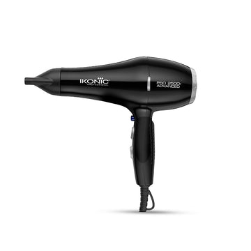 Ikonic Professional Pro 2500+ Advanced Hair Dryer 2500W-2800W, 23000 Rpm Ac Motor, Ionic Technology Anti-Frizz Blow Dryer For Smooth Shiny Hair, 3 Heat & 2 Speed Settings, Cool Shot Button, 2 Nozzles, Overheat Protection, For Men & Women, Black