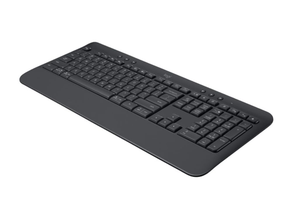 Logitech Signature K650 Wireless Keyboard with Wrist Rest, Full-Size, BLE Bluetooth or Logi Bolt USB Receiver, Comfort Deep-Cushioned Keys, Numpad, Compatible with Most OS/PC/Windows/Graphite