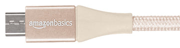 AmazonBasics Double Braided Nylon Micro USB (NOT Type-C) Fast Charging Cable for Android Phones (6 Feet, Gold)