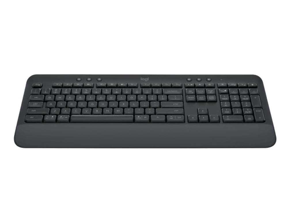 Logitech Signature K650 Wireless Keyboard with Wrist Rest, Full-Size, BLE Bluetooth or Logi Bolt USB Receiver, Comfort Deep-Cushioned Keys, Numpad, Compatible with Most OS/PC/Windows/Graphite