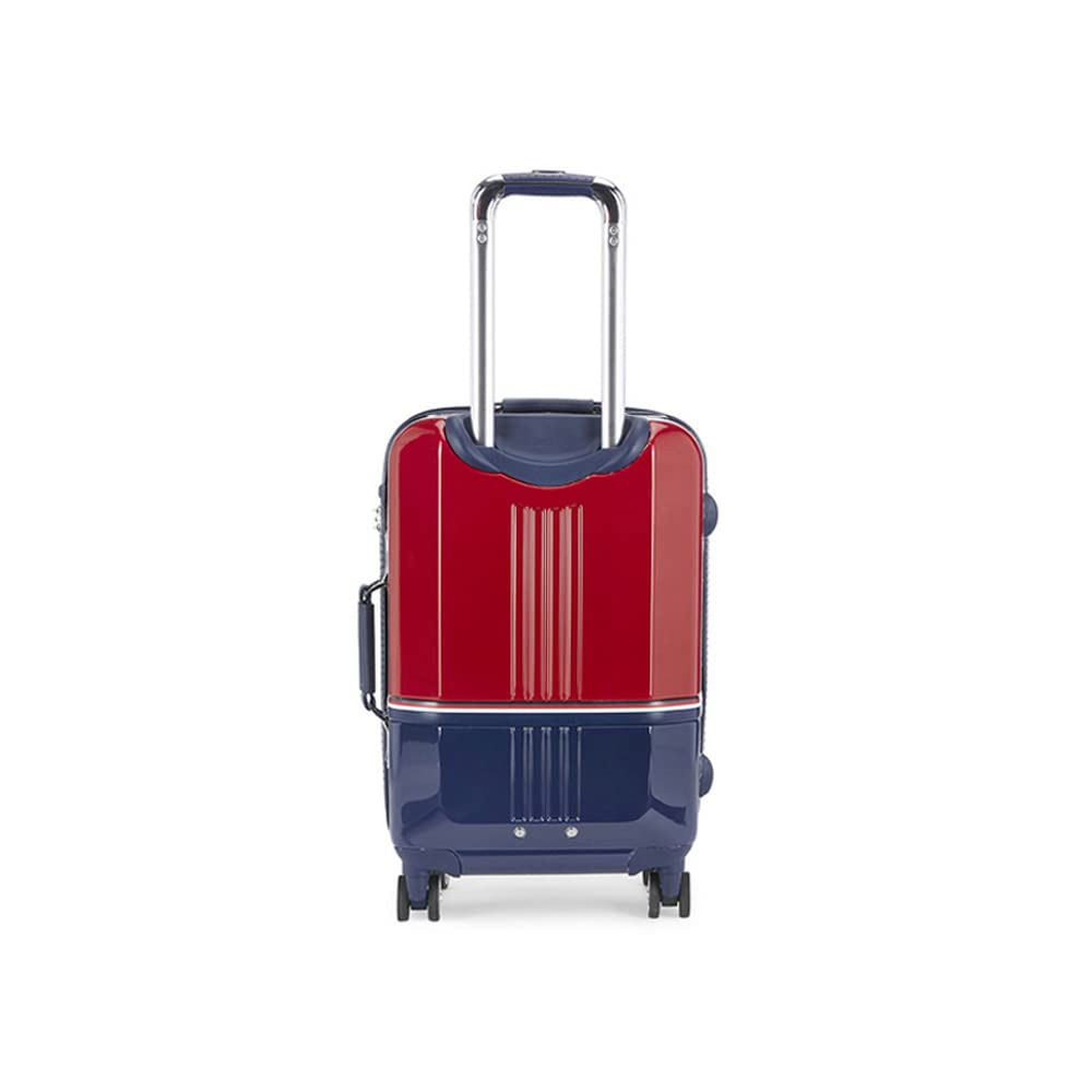 Tommy Hilfiger Twins Plus Hard Plastic Luggage Trolley Bag for Travel - 57cms, Red & Navy Blue Small 8 Wheel Unisex Bag TSA Lock