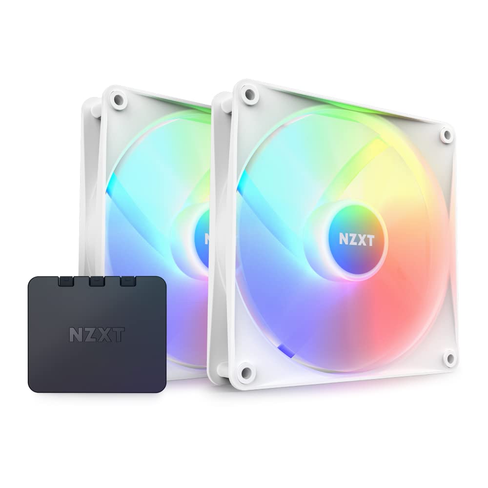 NZXT F140 RGB Core 140mm Hub-Mounted RGB Twin Pack Case Fan - Black - RF-C14DF-B1
