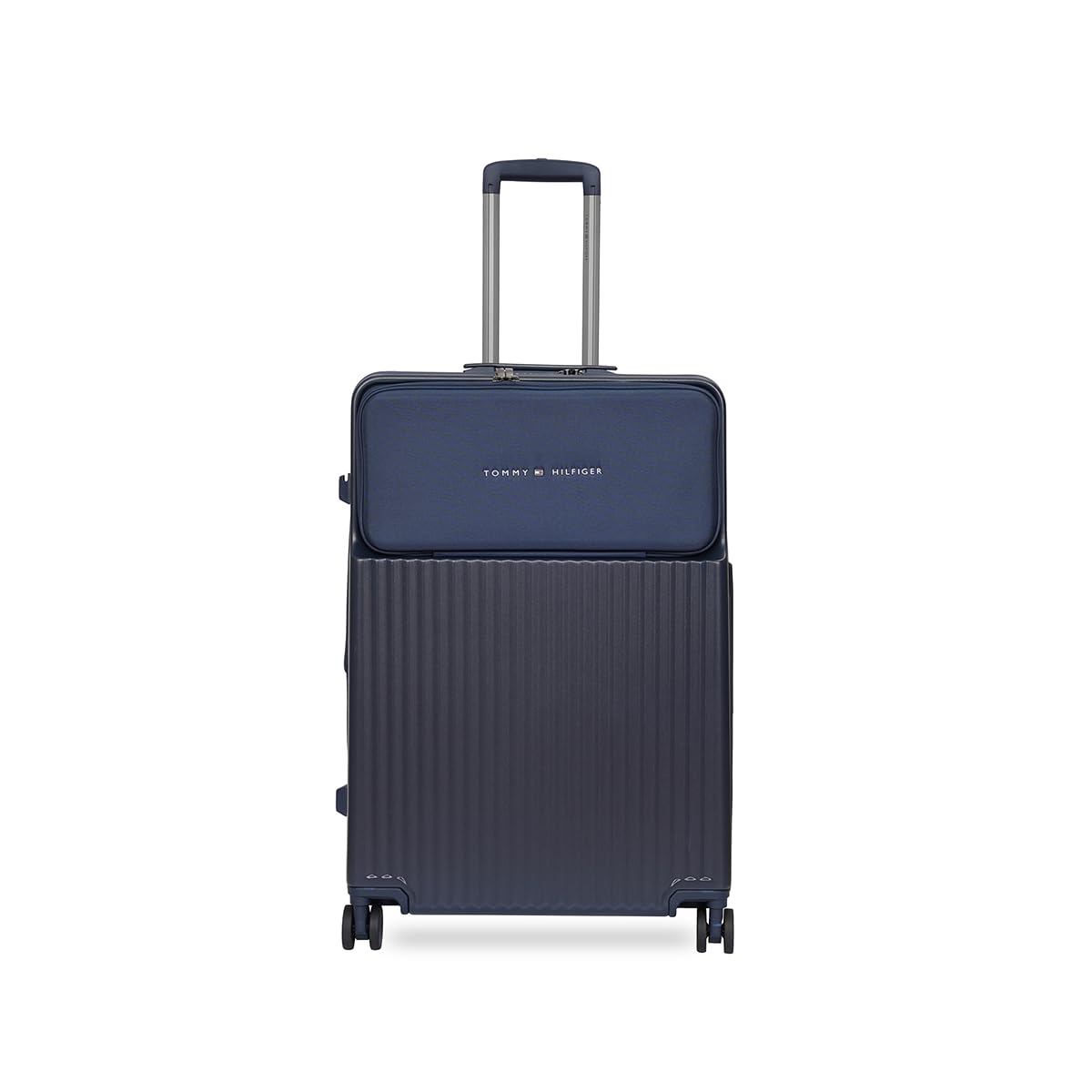 Tommy Hilfiger Pittsburg Unisex Hard Luggage - Navy 80CM Large Suitcase | Polycarbonate | Dual TSA Concealed Lock | 104 LTR Capacity | 2 Compartment | Water Resistant | 15 Inch Laptop Sleeve