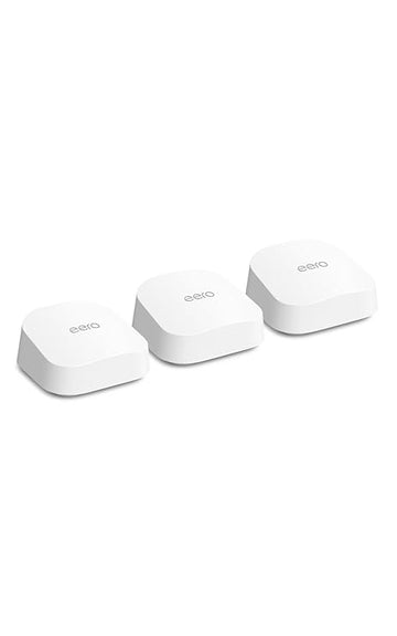 Amazon eero 7 with 1 month free eero Plus (auto-renews) - Supports internet plans up to 2.5 Gbps, Coverage up to 6,000 sq. ft., Connect 120+ devices, 3-pack(with 1 month free eero Plus)