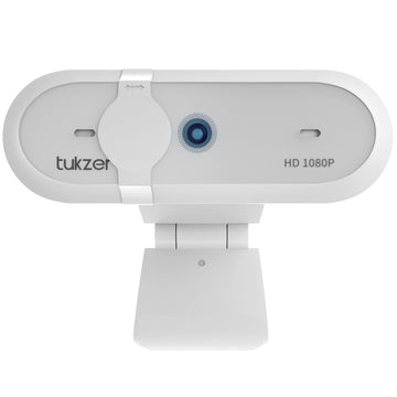 Tukzer 2.1 MP Optical Full HD 1080P Web Camera, CMOS Webcam with Microphone| Privacy Cover| Auto-Focus| 360° Rotatable, Tripod Ready Mount | Plug-n-Play USB for Windows, Mac (White)