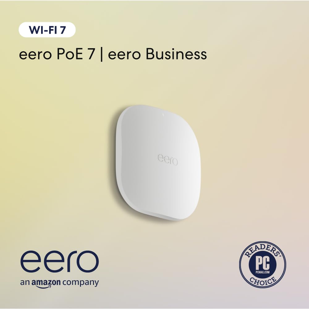 Amazon eero PoE 7 tri-band Wi-Fi 7 mountable access point (newest model) - Wireless speeds up to 3.9 Gbps, Coverage up to 2,000 sq. ft., 1-pack