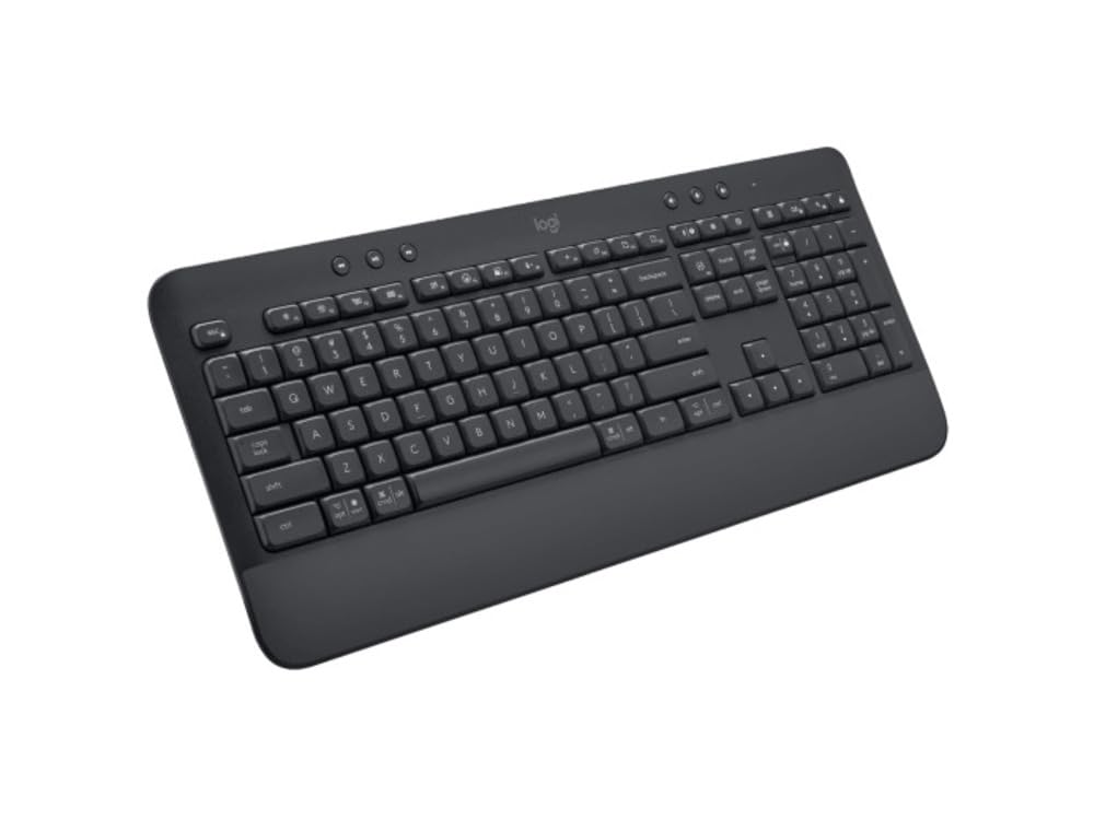 Logitech Signature K650 Wireless Keyboard with Wrist Rest, Full-Size, BLE Bluetooth or Logi Bolt USB Receiver, Comfort Deep-Cushioned Keys, Numpad, Compatible with Most OS/PC/Windows/Graphite