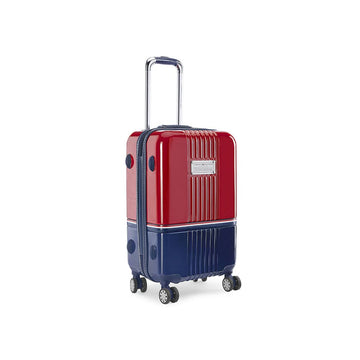 Tommy Hilfiger Twins Plus Hard Plastic Luggage Trolley Bag for Travel - 57cms, Red & Navy Blue Small 8 Wheel Unisex Bag TSA Lock