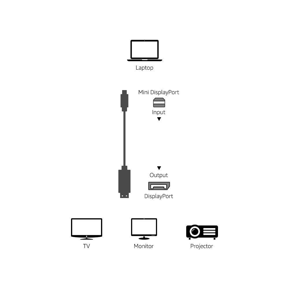AmazonBasics Mini DisplayPort to DisplayPort Cable - 10 Feet