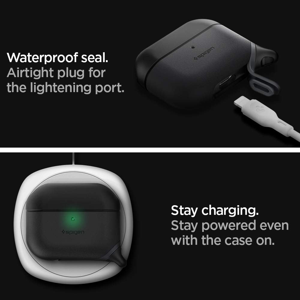 Spigen for AirPods Pro 2/1 Case, Carabiner Included, Soft Shell, Waterproof Cover, (Slim Armor IP) - Black