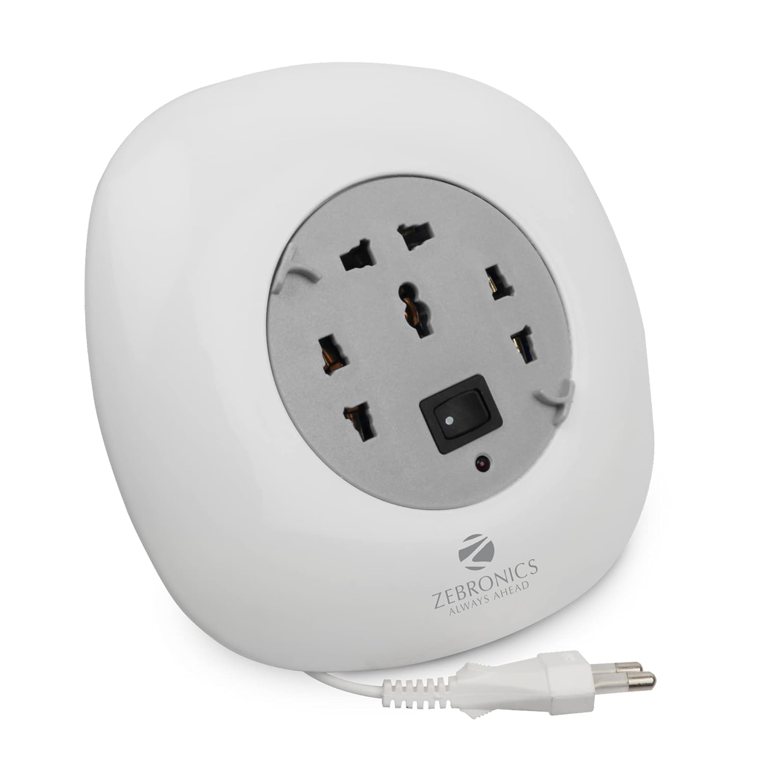 ZEBRONICS - Ps3400H Power Strip A 1500W Power Extension Socket with 3 Output Brass Sockets and 4M Retractable Cable(White), 250 Volts