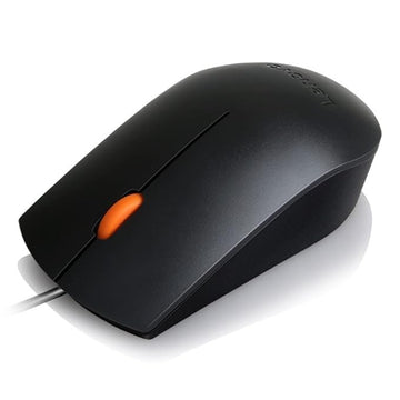 Lenovo 300 Wired Plug &amp; Play USB Mouse, High resolution 1600 DPI Optical Sensor, 3-button design with clickable scroll wheel, Ambidextrous, Ergonomic mouse for comfortable all-day Grip (GX30M39-704)