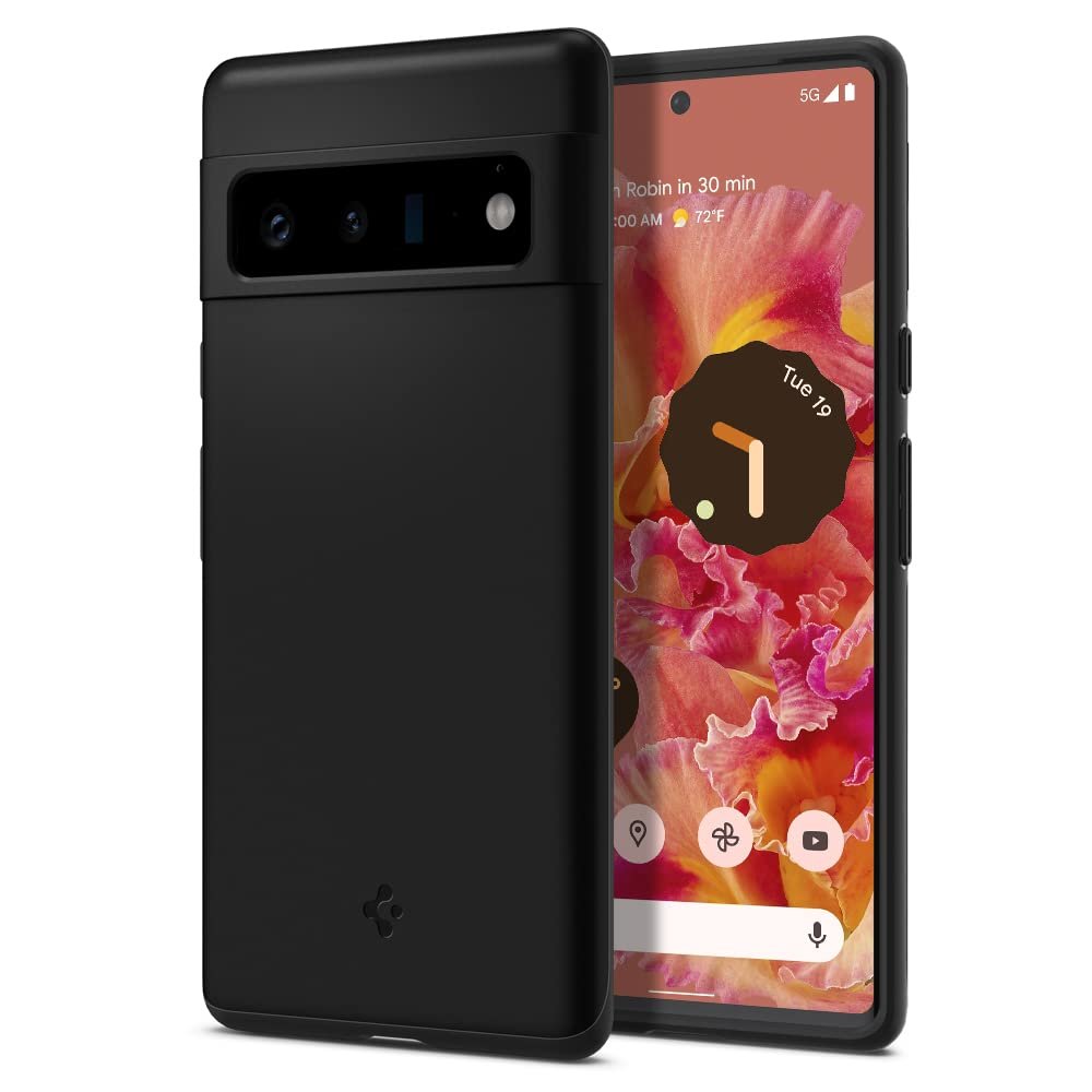Spigen Thin Fit Back Cover Case Compatible with Google Pixel 6 Pro (TPU + Poly Carbonate | Black)