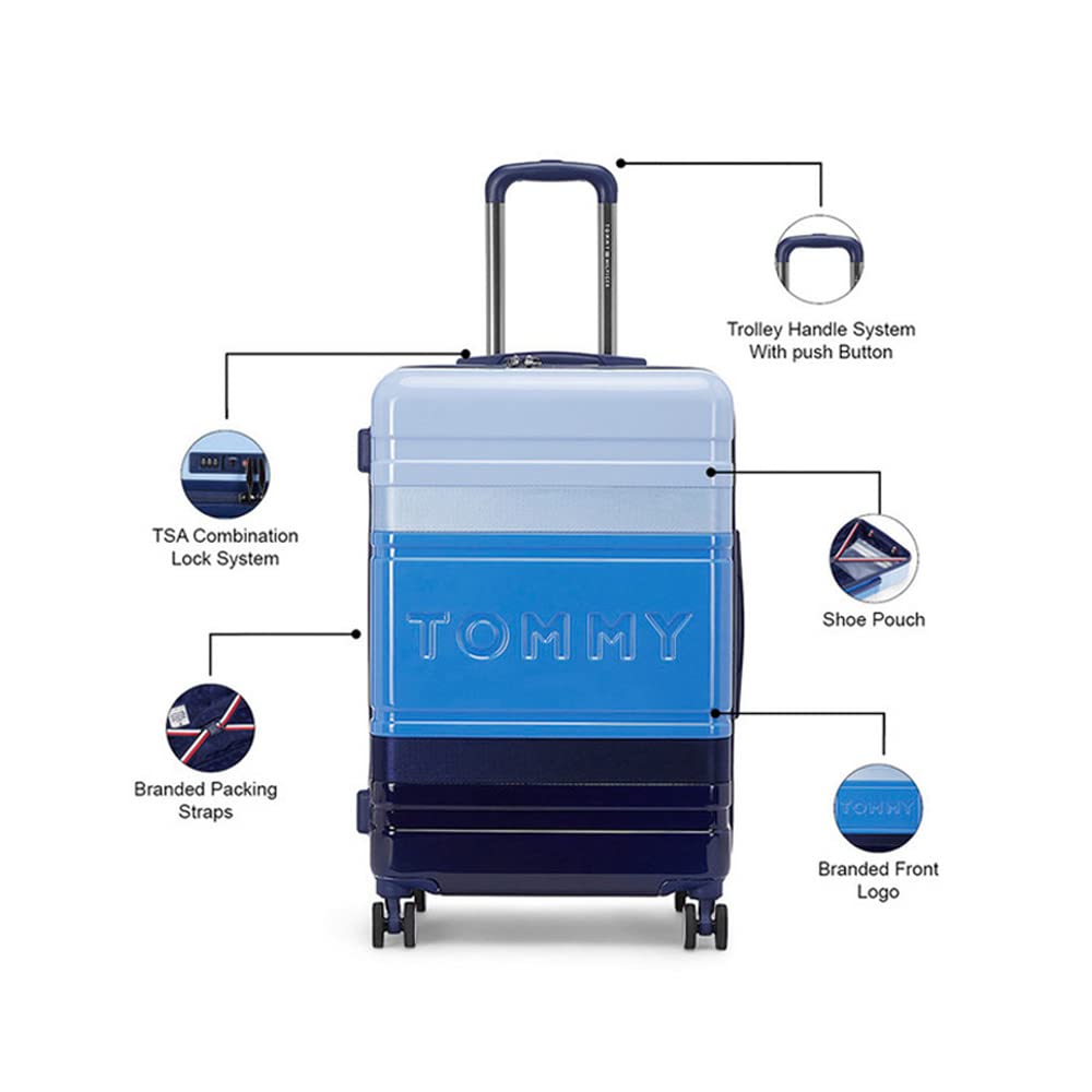 Tommy Hilfiger Triton Plus ABS Hard Luggage Blue + SkyBlue Medium Size (8903496162516)