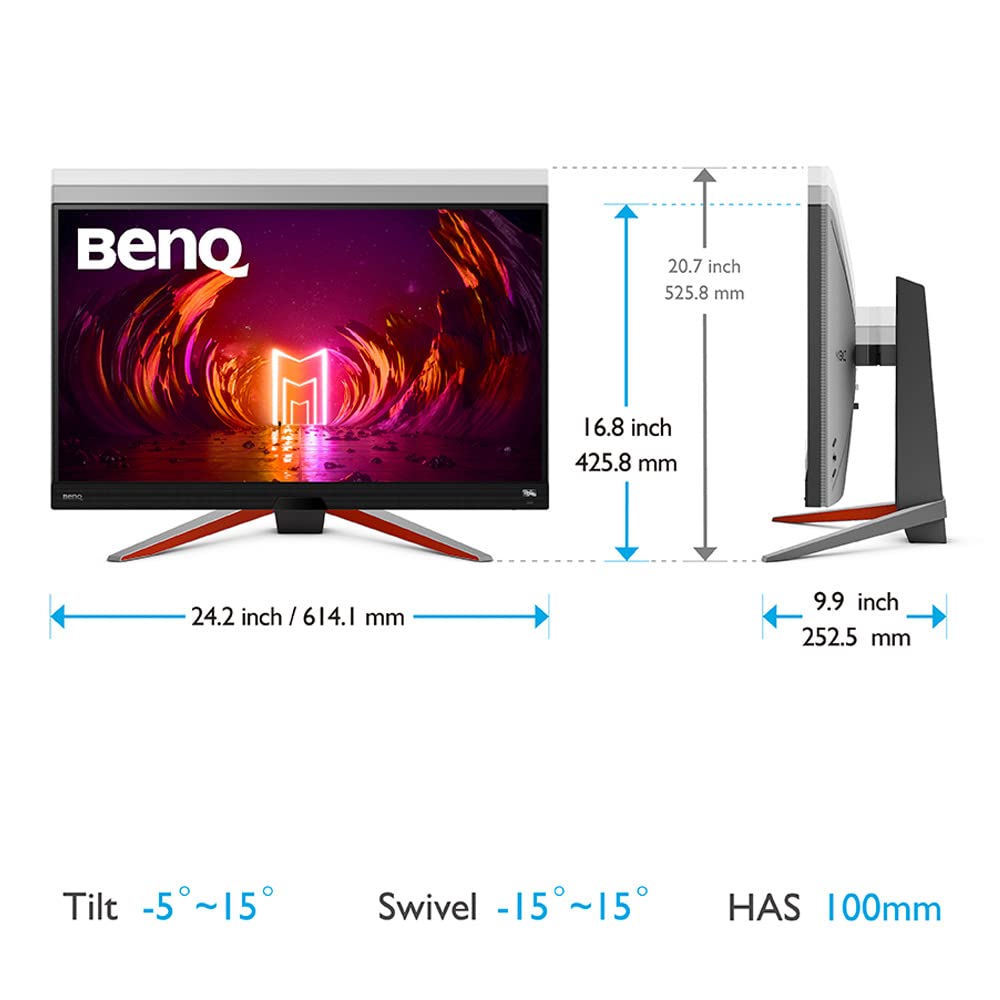 BenQ MOBIUZ EX2710S 27" IPS 1920x1080 Full HD HDR Gaming Monitor 165Hz| 1ms MPRT| FreeSync Premium|Height Adjust| 99% sRGB| Bezel-Less|Black Equalizer| treVolo Speakers (2.5W x 2)|HDMI|DP (Dark Grey)
