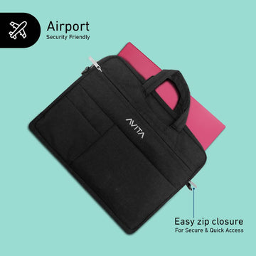 AVITA laptop bag/Compatible for all laptops up to 14 inch | Laptop sleeve | Splash-proof laptop case | highly durable laptop bag cum sleeve case | 3-in-1 Laptop Sleeve | Black, (NT15A1INSB3N1-BK)