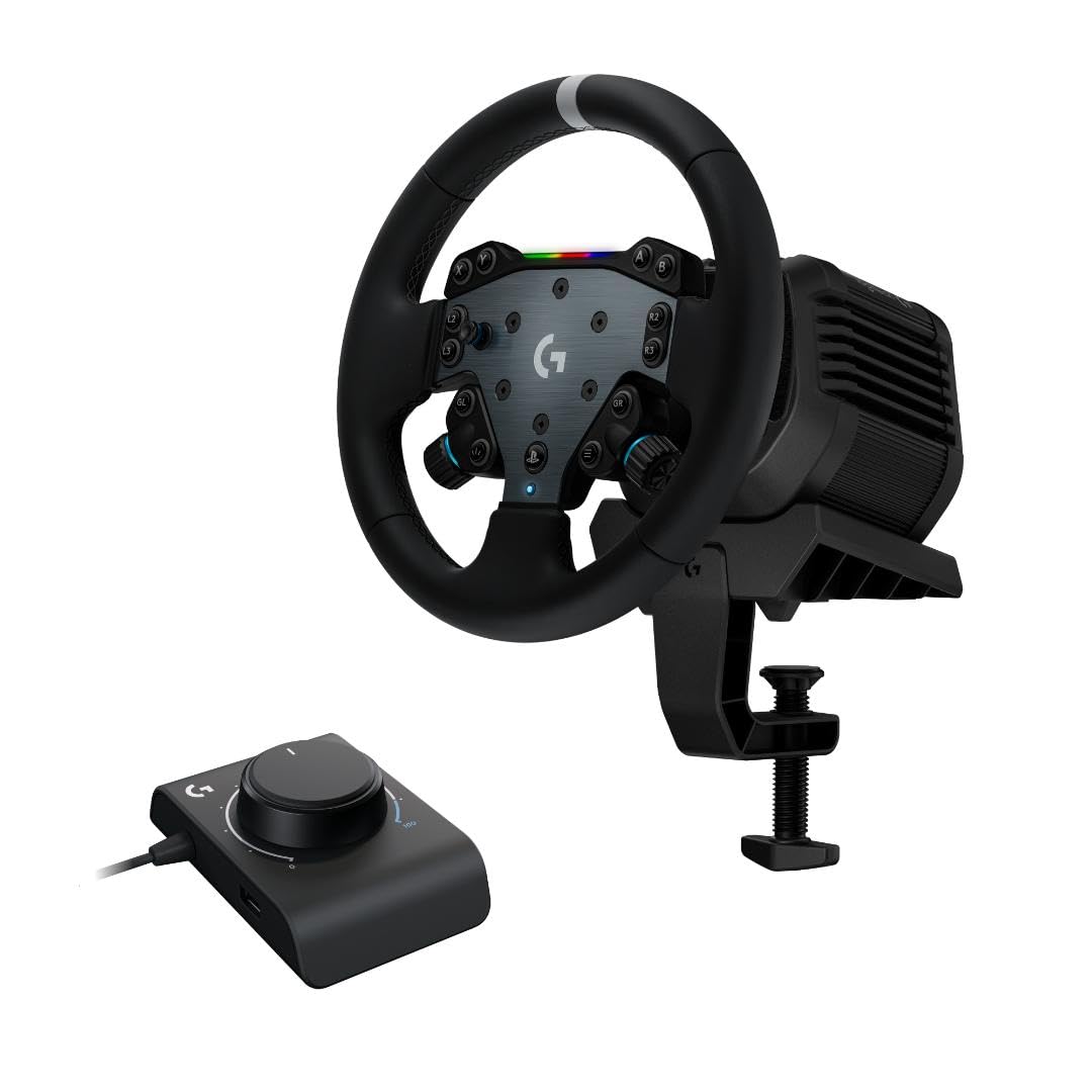 Logitech G RS50 System, 3-Piece Sim Racing Steering Wheel Setup - RS50 Wheel Base with 8 Nm Direct Drive, RS Wheel Hub with 13 Buttons and RS Round Wheel 11–inch - for PS5/PS4/PC