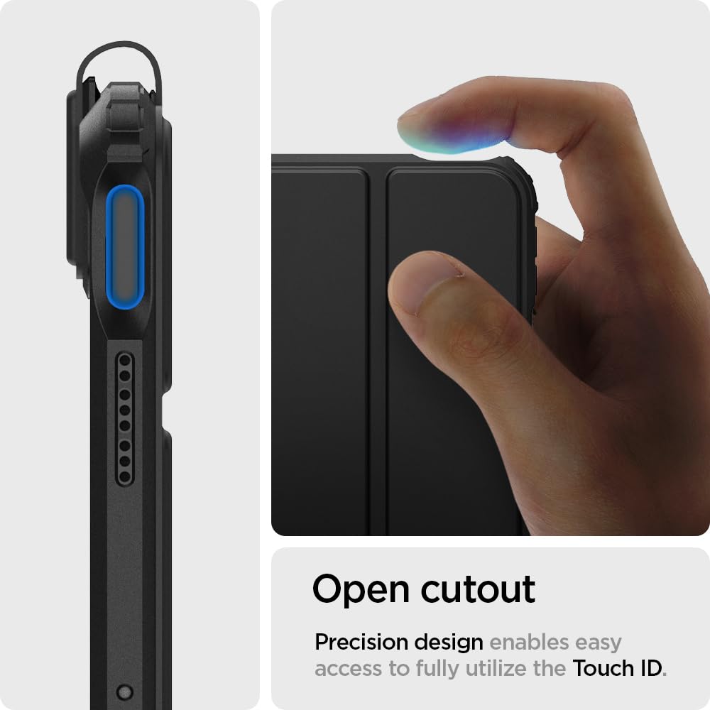 Spigen Ultra Hybrid Pro for iPad Air 11inch M3/M2 (2025/2024) Case, iPad Air 10.9inch 5th/4th Gen (2022/2020) Full Cover Folio Case with Built in Pencil Holder, Trifold Stand - Black