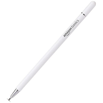 Amazon Basics Capacitive Stylus Pen AB-S2 for iOS and Android Touchscreen Devices, Fine Point Disc Tip, Lightweight Metal Body with Magnetic Cover  (White)