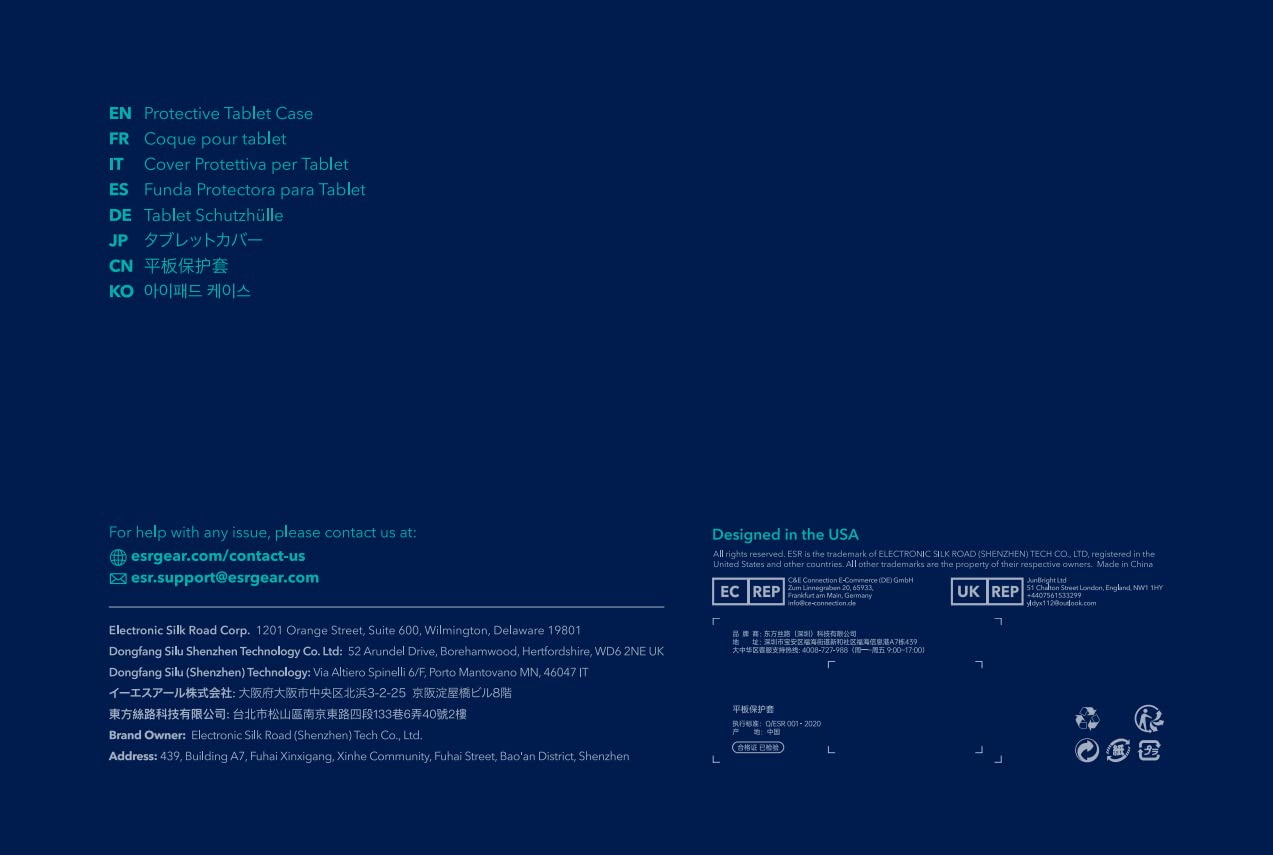 ESR Rebound Case with Pencil Holder for iPad 9th/8th/7th Generation Case, iPad 10.2 case with Pencil Holder (2021/2020/2019 Models), Trifold Viewing Stand, Auto Sleep/Wake Cover, Rebound Series, Black