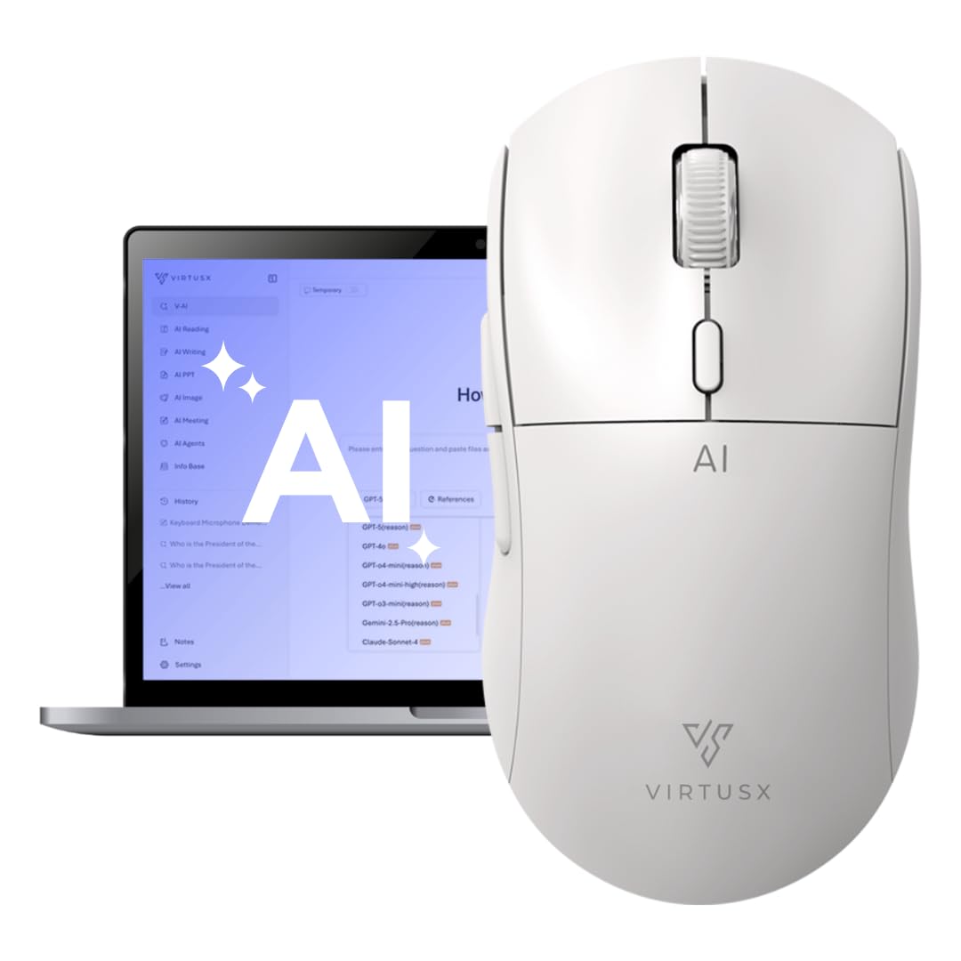 Virtusx Jethro AI Mouse - Voice & Audio Recorder for Lecture & Meeting, Centralized Software with Voice Typing, Writing Tools, Transcribe, Translate & Summarize, Wireless Mouse for Computer, Laptop