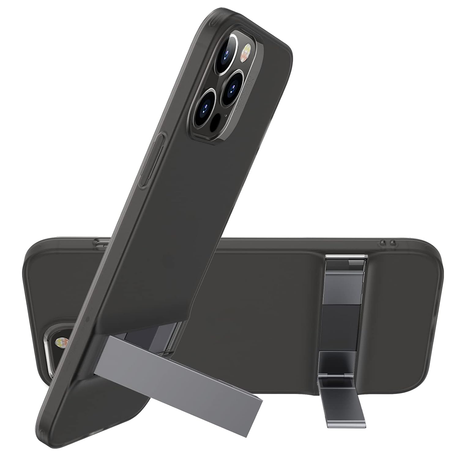 ESR Metal Kickstand Designed Case for iPhone 12 Pro Max 6.7" [Patented Design] [Two-Way Stand] [Reinforced Drop Protection] Flexible TPU Soft Back Cover- Translucent Black