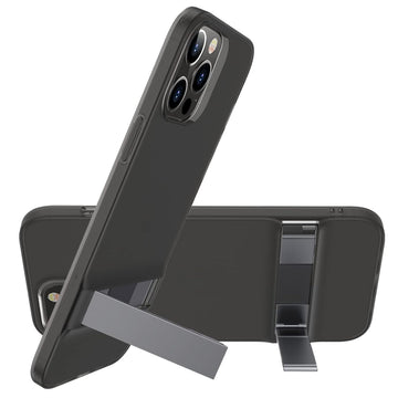 ESR Metal Kickstand Designed Case for iPhone 12 Pro Max 6.7" [Patented Design] [Two-Way Stand] [Reinforced Drop Protection] Flexible TPU Soft Back Cover- Translucent Black