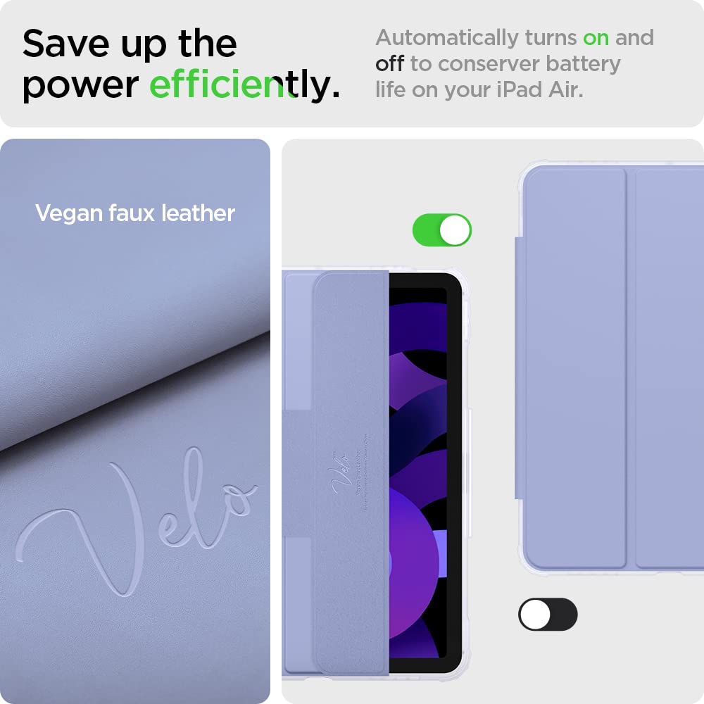 Spigen for iPad Air 11 Inch Case M4/M3/M2(2026/2025/2024), iPad 10.9 Inch 5th/4th Gen Cover(2022/2020), Ultra Hybrid Pro, Full Cover Folio Case with Pencil Holder, Trifold Stand - Lavender