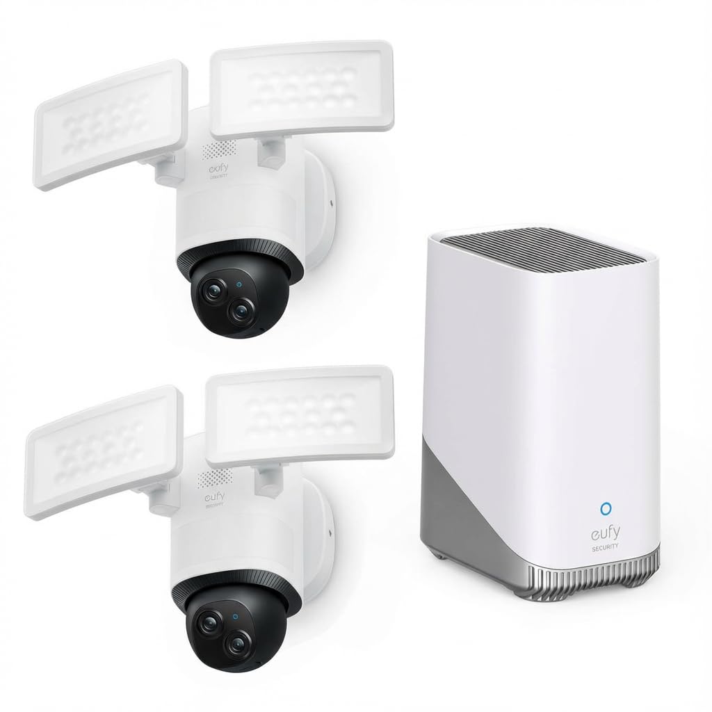 eufy Security Camera Floodlight Camera E340 Wired, Security Camera Outdoor, 360° PTZ, 24/7 Recording, 2.4G/5G Wi-Fi, 2000 LM, Motion Detection, Built-In Siren, Dual Cam, HB3 Compatible, No Monthly Fee