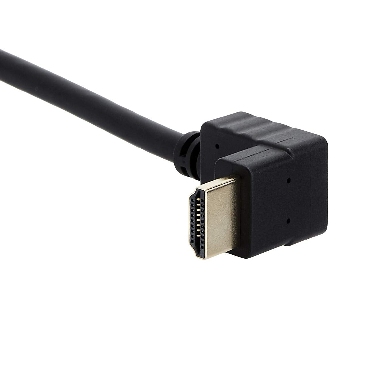 AmazonBasics 90-Degree Down Angle Elbow High Speed 1.4B HDMI Cable - Supports Ethernet, Full HD 3D, 4K HDR and ARC (4K@60Hz, 18Gbps) - 3 Foot, Black