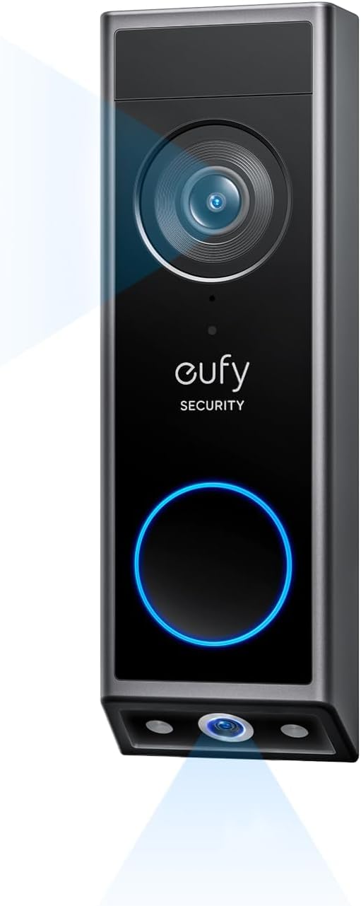 eufy Security Video Doorbell E340,No Subscription,Dual Cameras, 2K FHD,Head-to-Toe View, Doorbell Camera Wireless & Wired, Color Night Vision, Two-Way Talk, AI Motion/Package Detection, Built-in 8GB