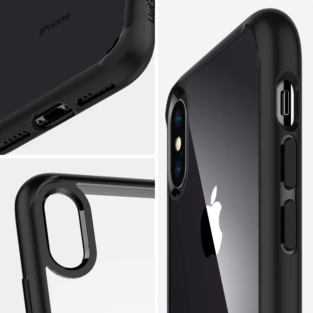 Spigen Ultra Hybrid Back Cover Case Compatible with iPhone Xs/X (TPU + Poly Carbonate | Matte Black)