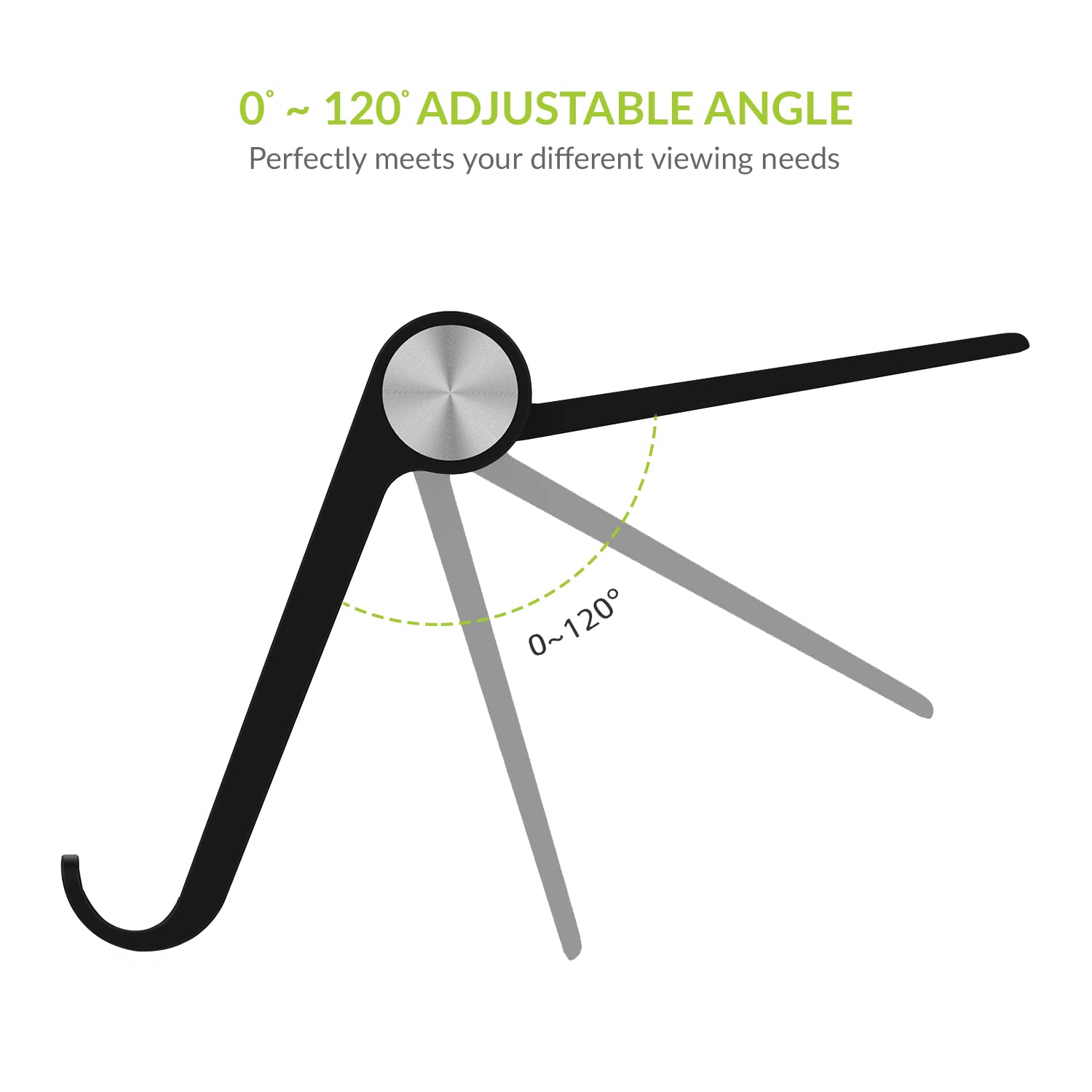 Tizum Multi Angle Foldable Tablet/Mobile Phone Tabletop Stand Holder, Adjustable Angle, Anti-Slip Pads, Cradle, Dock Compatible for Ipad, Tablets, Smartphones, Kindle with Screen Up to 10-Inch (Black)