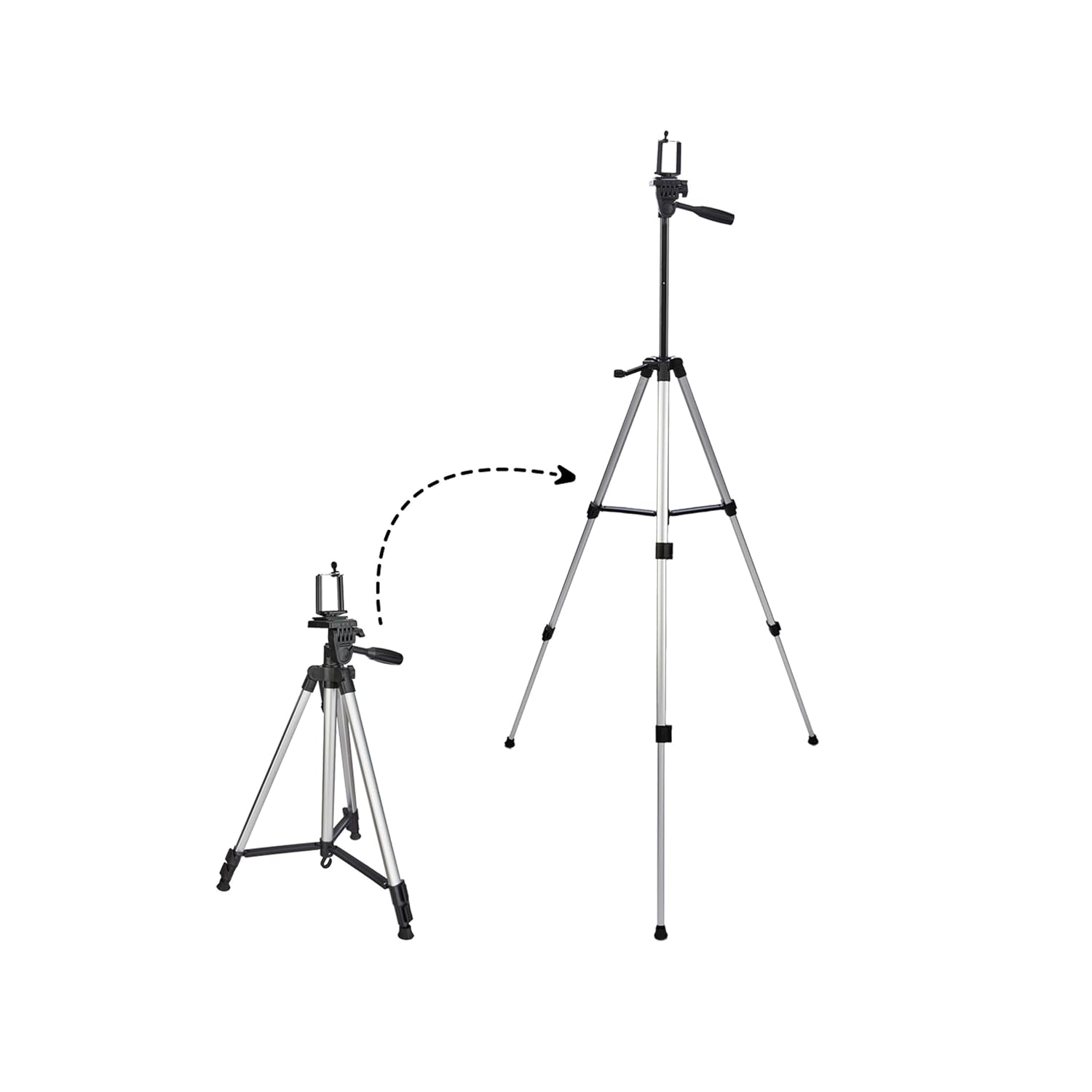 Amazon Basics Aluminium Professional Sturdy Tripod with Mobile Phone Holder Mount, 3-Way Head, Accessory Hook, and Carry Bag for All Smart Phones, GoPro, Cameras (35-125 cm)