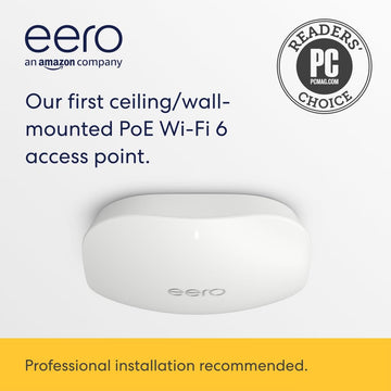 Amazon eero PoE 6 - Ceiling/wall-mountable, Dual-band Wi-Fi 6 access point, PoE powered, AC adapter not included