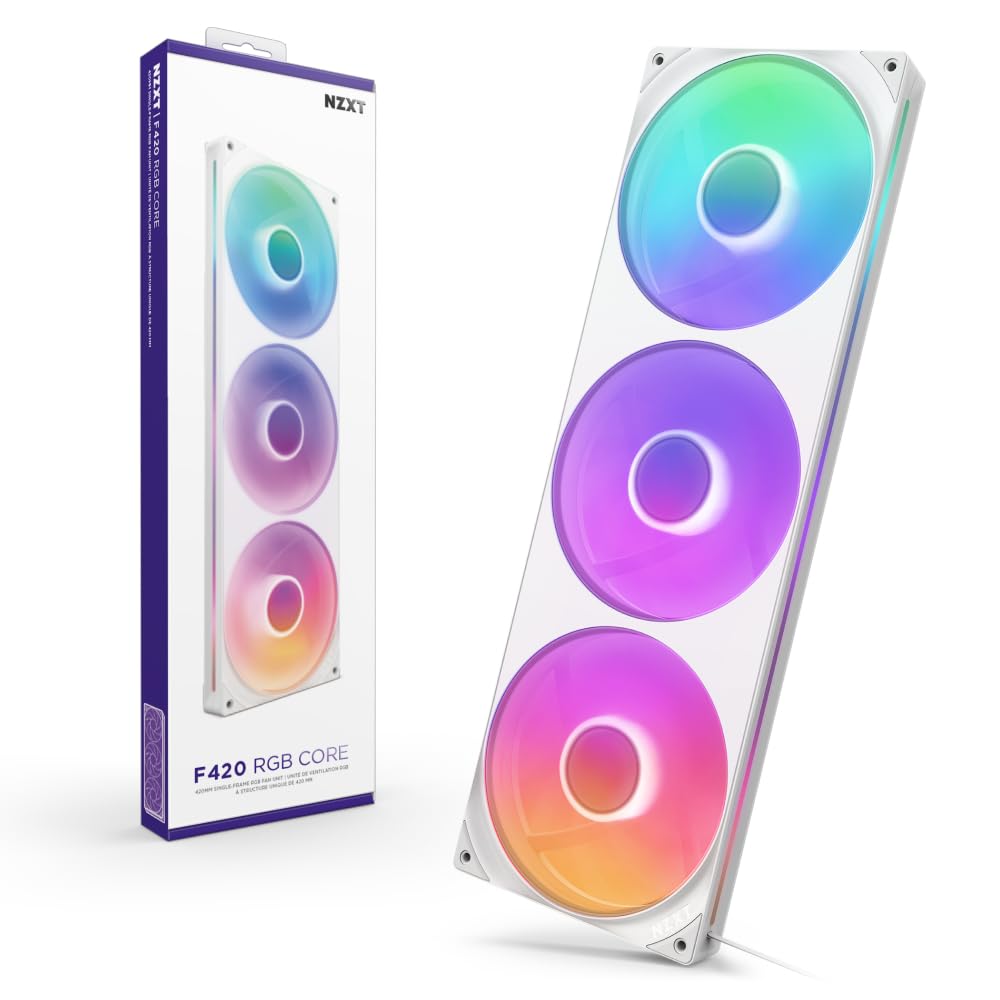 NZXT F140 RGB Core 140mm Hub-Mounted RGB Twin Pack Case Fan - Black - RF-C14DF-B1