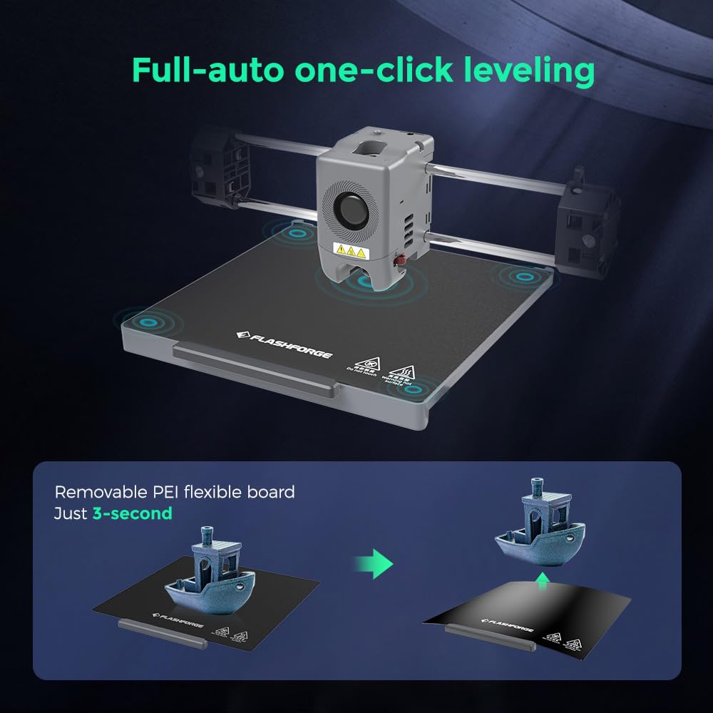 FLASHFORGE Adventurer 5M Pro 3D Printer 600mm/s High-Speed, 1 Click Fully Auto Leveling with 0.4&0.6mm Quick Detachable Nozzle Bundle, Auxiliary Chamber Cooling, Silent Printing and Remote Control