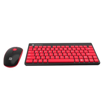 Portronics Key2 Combo Wireless Keyboard and Mouse Set, with 2.4 GHz USB Receiver, Silent Keystrokes, 1200 DPI Optical Tracking, Compact Design, Multimedia Keys for PC, Laptop & USB Supported Devices (Black and Red )
