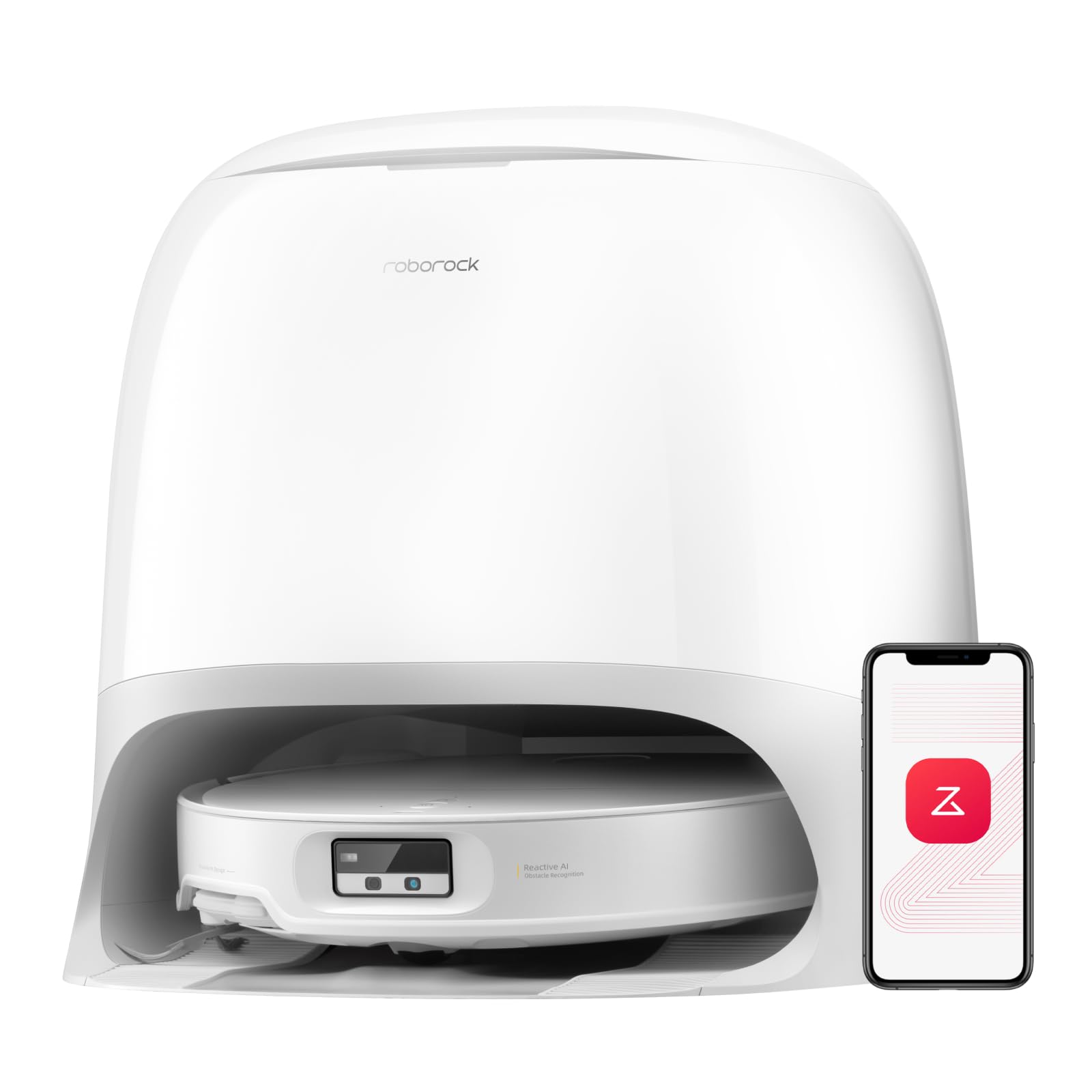roborock Qrevo Curv Robot Vacuum and Mop, 18,500Pa Suction, Zero-Tangling, AdaptiLift Chassis, FlexiArm Technology, Hot Water Mop Washing & Dock Self Cleaning, Al Obstacle Recognition