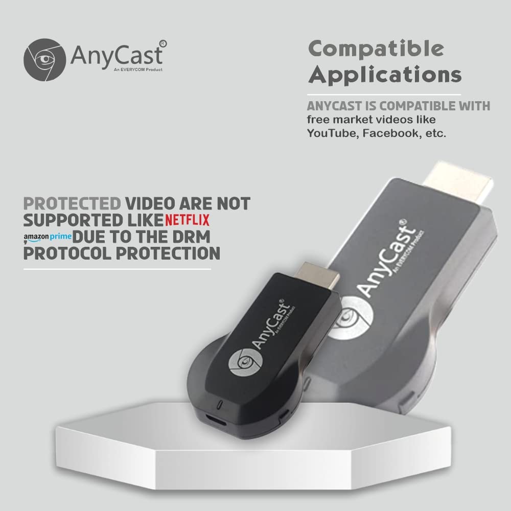 Anycast Wireless WiFi 1080P HDMI Display TV Dongle Receiver Black